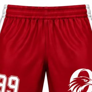 Shorts de hockey sur glace sublimés rouges pour hommes, en polyester rayé, uniforme sportif léger, vêtements d'entraînement et de match pour équipe - Product Image 5