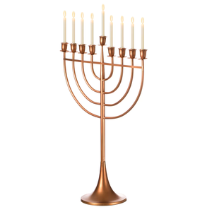 Modern <b>Black</b> Metal Menorah Candle Holder Hanukkah Decorative Tabletop Minimal Marble Base Home Display - Product Image 5