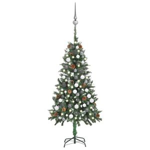 Sapin de Noël artificiel pré-éclairé avec un ensemble de boules et de cônes de pin, 59,1 pouces - Product Image 1