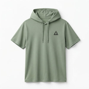 Camisetas Clásicas con Capucha para Hombre, Manga Corta Raglán, Mezcla de Algodón, Cómodas para Entrenamiento, Viajes, Ropa Casual de Verano - Product Image 1