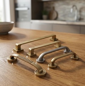 Poignée de meuble de luxe moderne en laiton massif de qualité supérieure, finition noir graphite, quincaillerie de cuisine - Product Image 1
