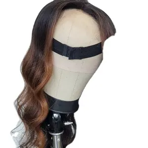 Parrucche Ombre da donna con pizzo frontale lungo ondulato marrone biondo mette in evidenza 180% densità capelli balayage