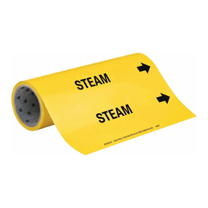 เครื่องหมายท่อแบบม้วน Brady STEAM ที่ยืดหยุ่นได้ สำหรับการระบุตำแหน่งท่อไอน้ำที่มีอุณหภูมิสูง - Product Image 1