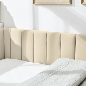 Letto Imbottito Matrimoniale con Testiera e Braccioli Confortevoli, Divano Letto per Camera da Letto o Soggiorno - Product Image 4