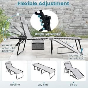 Adjustable <b>Backrest</b> and Footrest Foldable Recline Lounge Chair for Beach Use - Product Image 6