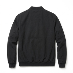 Blouson bomber noir pour homme, doublure satinée, coupe ajustée, style universitaire décontracté, streetwear, fermeture éclair, veste d'extérieur automne-hiver - Product Image 3