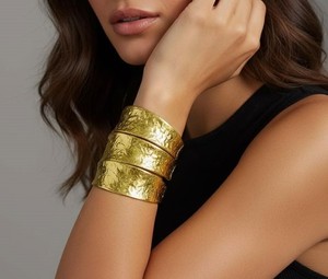 Trendy Hammered Brass Cuff Retro Chunky Stack Wedding Party Festive Vintage Finished Fashion Jewelry Statement Metal <b>Bracelet</b> - Product Image 4