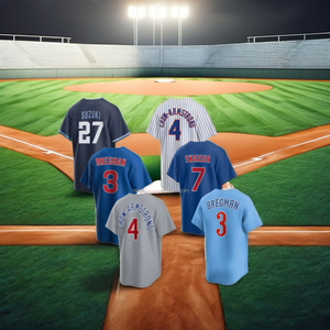 Nombre del Equipo Cosido de la Mejor Calidad en la Parte Delantera # 3 Alex Bregman # 4 Crow-Armstrong # 7 Dansby Swanson # 27 Seiya Suzuki Béisbol Americano - Product Image 5