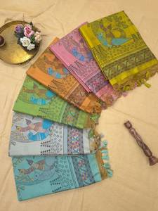 Sari en lin de créateur indien, dernière collection exclusive, pour mariages et fêtes, avec chemisier Butties, pour femmes et jeunes filles - Product Image 2