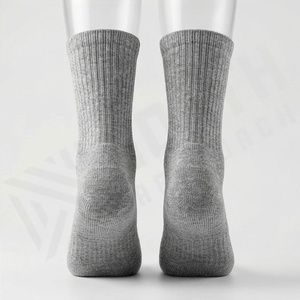 Crew <b>Socks</b> Solid Gray 100% Cotton Breathable Knitted Regular Fit Adult Autumn Casual Daily Wear - Product Image 2