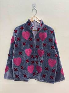 Veste Suzani en velours d'hiver de style ethnique, col montant, design réversible, broderie florale, extérieur en coton, pour festivals et tenues décontractées - Product Image 3