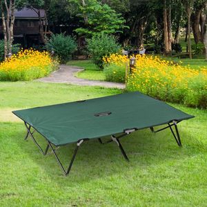 2-Person Portable Folding Camp Cot for Adults 50-Inch Green Elevated Camping <b>Bed</b> with Carry <b>Bag</b> for Outdoor Use - Product Image 1