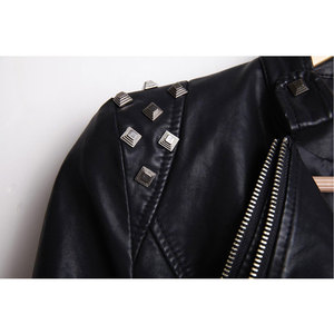 Women's Fashion Studded Perfectly Shaping Faux Leather Biker <b>Jacket</b> Ladies Wholesale 2026 - Product Image 4