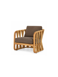 Sillón Moderno Tapizado con Patas de Madera, Cubierta de Tela, Diseño Minimalista para Sala de Estar, Muebles para el Hogar - Product Image 2