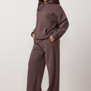 Ensemble de survêtement décontracté en molleton de haute qualité pour l'hiver, sweat-shirt et pantalon de jogging, ensemble personnalisé pour femmes, hommes et unisexe, 2 pièces - Product Image 1