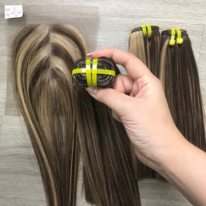 Precio de fábrica 100% Virgen cruda vietnamita Trama humana encaje peluca hueso recto Piano Color Super doble dibujado extensiones de cabello - Product Image 2