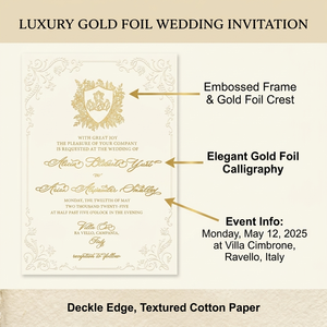 Luxury Foil Stamped Deckle Edged Wedding Cards Custom <b>Handmade</b> Cotton <b>Paper</b> Invitation Suite for Elegant Bridal Events - Product Image 6
