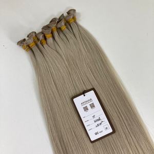 Extensiones de lujo atadas a mano 613Ash Straight Virgin Raw Vietnamese No enredo No desprendimiento Cutícula teñida Alineada Trama de doble dibujado - Product Image 4
