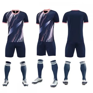 Ensemble de maillot de football blanc et bleu pour homme, manches courtes, col en V, polyester respirant, uniforme toutes saisons, vêtements pour adultes - Product Image 6