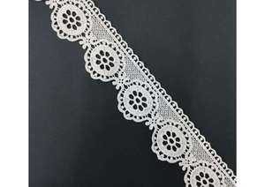 Floral Border Embroidered <b>Trim</b> Premium Quality Water Soluble Chemical GPO Lace <b>Trim</b> <b>Fabric</b> For Dress Garment Home Textile Decor - Product Image 4
