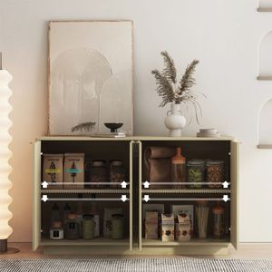 Credenza Moderna in Legno con Ripiani Regolabili, Grande Buffet e Consolle con Finitura Scanalata - Product Image 3