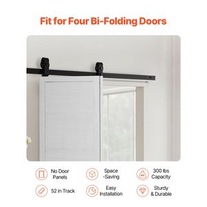 Kit Binario per Porta Scorrevole a Soffietto (Barn Door) da 52 Pollici, Montaggio Superiore, Resistente, Facile Installazione, Scorrimento Fluido e Silenzioso - Product Image 2