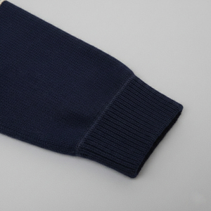 Sudadera de punto personalizada al por mayor, azul marino, con cremallera de un cuarto, 100% algodón peinado, con flecos, para hombre, de corte holgado y manga larga. - Product Image 5