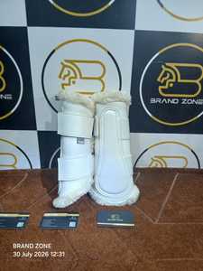 BRAND ZONE Bottes équestres en cuir verni pour chevaux, protections de tendons 8MM en néoprène et fausse fourrure, durables et confortables - Product Image 4
