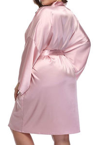 Bata de satén de seda para mujer de talla grande con logo frontal, camisón de noche de boda de longitud completa, ropa de dormir de secado rápido y suave, precio económico, OEM - Product Image 3