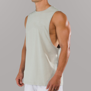 Men's Yellow Breathable Quick Dry Knitted <b>Tank</b> <b>Top</b> O-Neck Solid Color <b>Vintage</b> Style Beading Workout Wear - Product Image 2