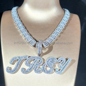 Collier pendentif de luxe en moissanite et diamant « Ashley » en argent, bijoux hip-hop, vente en gros - Product Image 2