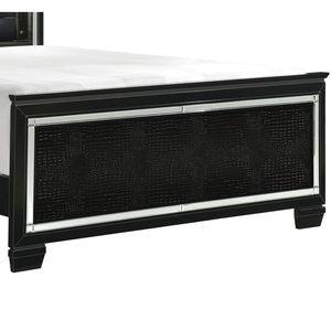 Letto Queen Size con Testiera LED, Finitura Nera, Imbottito con Bottoni, 1 Pezzo, Letto in Legno con Pannelli Testurizzati Effetto Alligatore - Product Image 5