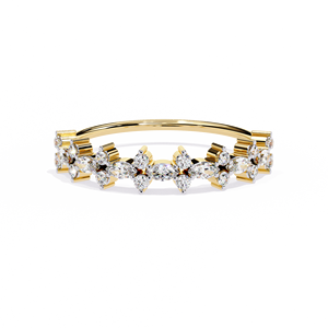 Anillo de Oro Sólido de 14K con Diamantes Cultivados en Laboratorio de Corte Marquise y Corte Redondo, Diseño Único, para Regalo, Fiesta y Aniversario - Product Image 1