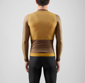 Custom Mustard Cycling Jersey Long Sleeve Full Zip Lightweight Breathable Mesh Panel <b>Road</b> Bike Racing Team Sportswear - Product Image 3