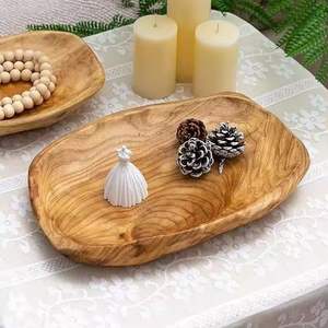 Natural Wooden Serving Tray Irregular Shape Rustic Handcrafted Tray for <b>Coffee</b> <b>Table</b> Kitchen Dining Home Decor - Product Image 1