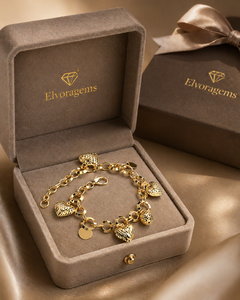 ELVORA GEMS Gold Plated Heart Charm Chain <b>Bracelet</b> Women's <b>Cute</b> Alloy Jewelry Gift - Product Image 5