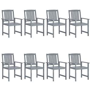 Ensemble de 8 chaises de patio durables en bois d'acacia massif, couleur gris, mobilier de jardin standard - Product Image 3