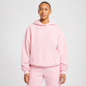 Pink Hooded Pullover Sweatshirt Solid Color Fleece Material Regular Sleeve Autumn Wear Men's Casual Style - Product Image 1