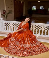 Ensemble Lehenga Choli en coton imprimé sérigraphié pour femme, avec blouse, style ethnique Bollywood, en stock, 86293 Ram-188