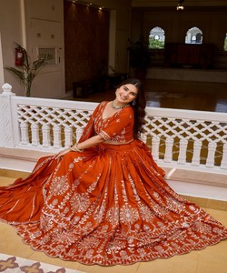 Conjunto de Lehenga Choli de Algodón Estampado en Serigrafía para Mujer, Blusa Pesada, Disponible, Estilo Bollywood Étnico 86293 Ram-188 - Product Image 2