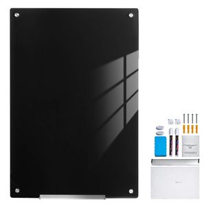 Tableau blanc magnétique en verre 36"x24" mural grand format sans cadre effaçable à sec avec plateau à marqueurs en plastique et gomme - Product Image 1