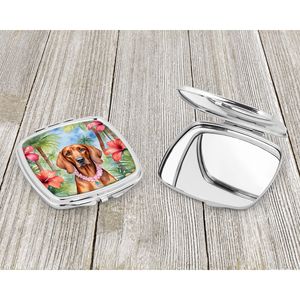 Redbone Coonhound Luau compacto plegable de mano espejo de maquillaje portátil de viaje espejo decorativo regalo para mujeres y niñas - Product Image 3