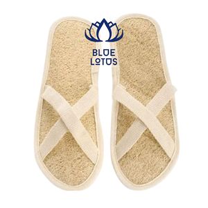 Pantoufles en loofah écologiques disponibles, coffret cadeau pour gommage des pieds, utilisation intérieure, spa à domicile, pour massage, vente en gros - Product Image 1