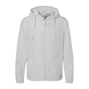 <b>White</b> Full-Zip Windbreaker Jacket with Hoodies Independent Trading Co Lightweight Water-Resistant Windbreaker Full-Zip Jacket - Product Image 1