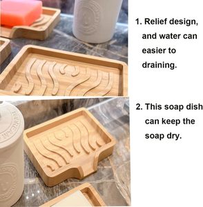Eco <b>Bamboo</b> <b>Soap</b> <b>Dish</b> Holder with Drainage Self Draining Wooden Bar <b>Soap</b> Tray Container for Bathroom Shower Counter Bulk Supply - Product Image 5