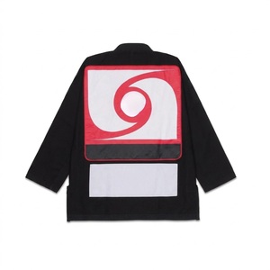 Kimono de Jiu-Jitsu Negro Personalizado con Paneles Rojos y Blancos, Uniforme de Artes Marciales Unisex para Adultos, Corte Regular, 100% Algodón - Product Image 2