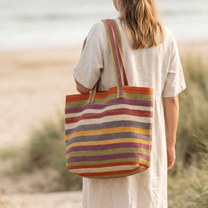 Bolsas de Mano Tejidas Multicolores para Uso Diario, Bolsas de Compras Tejidas a Mano Personalizadas de la India, Bolsa para Ropa - Product Image 1
