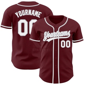 Camiseta de Béisbol Personalizada con Nombre del Jugador, Color Granate con Ribete Blanco, Cierre de Botones, Manga Corta, Poliéster, Corte Regular, Unisex, Todas las Temporadas, Secado Rápido - Product Image 1