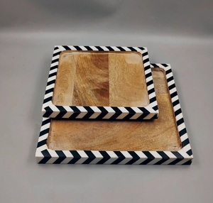 Vintage Style Rustic Natural Wooden Serving Plate With Resin Stripes <b>Dinnerware</b> Tableware Foods Serving Plate Christmas Gifts - Product Image 1