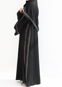 Abaya de Poliéster Bordada con Abertura Frontal para Eid 2026, Nueva Colección Elegante, Venta al por Mayor, Lujo de Dubái, Personalizada para Mujeres Musulmanas - Product Image 4